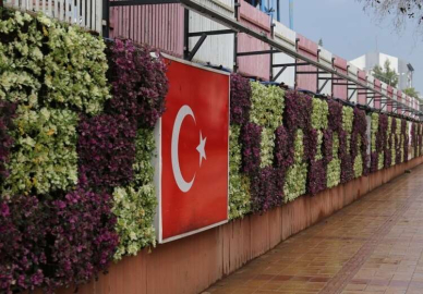 Dikey Bahçe Panelleri Mevsimlik Çiçeklerle Süslendi 