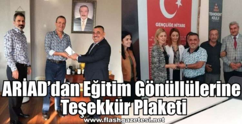 ARİAD’dan Eğitim Gönüllülerine Teşekkür Plaketi