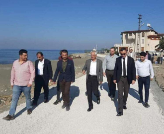 Karaağaç Sahil Yürüyüş Yolu İnşaatında İnceleme