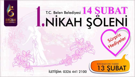 Belen Belediyesinden 1. Toplu Nikah Şöleni