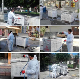 Çöp Konteynerlerinin Dezenfekte İşlemleri Sürüyor