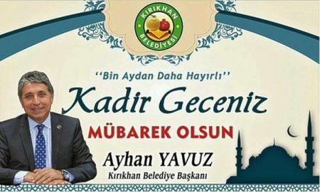 Başkan Yavuz “Kadir Gecemiz Tüm İslam Âlemine Mübarek Olsun”      